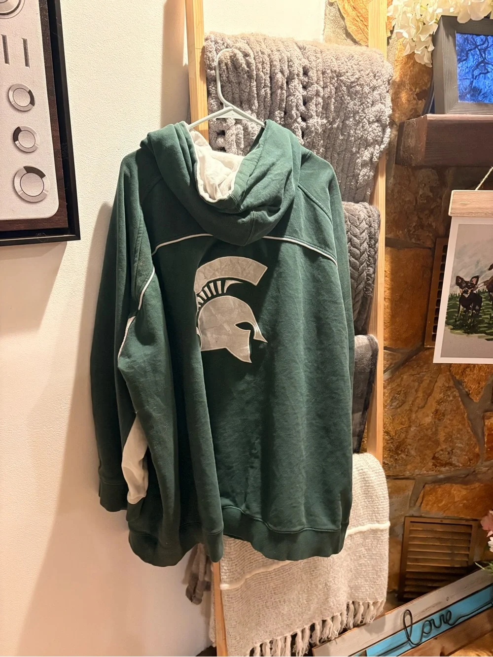 Colosseum Michigan State Green and White Crewneck Sweater